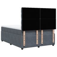 Боксспринг легло с матрак, тъмносиво, 160x200 см, кадифе