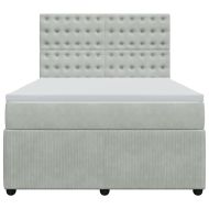 Боксспринг легло с матрак, светлосиво, 160x200 см, кадифе