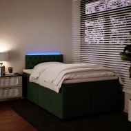 Боксспринг легло с матрак, тъмнозелено, 120x190 см, кадифе