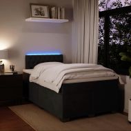 Боксспринг легло с матрак, черно, 120x200 см, кадифе