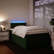 Боксспринг легло с матрак, тъмнозелено, 120x190 см, кадифе