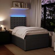 Боксспринг легло с матрак, тъмносив, 120x190 см, кадифе