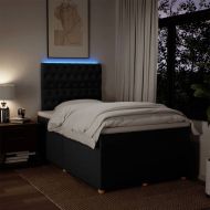 Боксспринг легло с матрак, черно, 120x190 см, плат