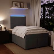 Боксспринг легло с матрак, тъмносиво, 120x200 см, кадифе