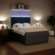 Боксспринг легло с матрак, тъмносиво, 140x190 см, кадифе