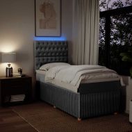 Боксспринг легло с матрак, светлосиво, 80x200 см, плат