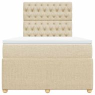 Боксспринг легло с матрак, кремаво, 120x190 см, плат