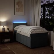 Боксспринг легло с матрак, тъмносив, 80x200 см, плат