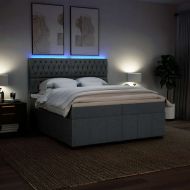 Боксспринг легло с матрак, тъмносиво, 200x200 см, плат