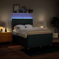 Боксспринг легло с матрак, синьо, 140x190 см, плат