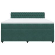 Боксспринг легло с матрак, тъмнозелено, 180x200 см, кадифе