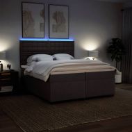 Боксспринг легло с матрак, тъмнокафяво, 200x200 см, плат