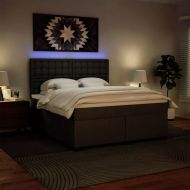 Боксспринг легло с матрак, черно, 180x200 см, изкуствена кожа