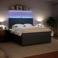 Боксспринг легло с матрак, тъмносиво, 180x200 см, кадифе