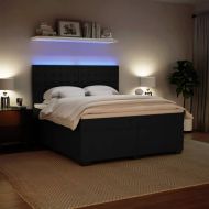 Боксспринг легло с матрак, черно, 180x200 см, кадифе