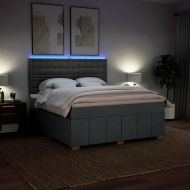 Боксспринг легло с матрак, тъмносиво, 180x200 см, плат