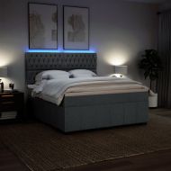 Боксспринг легло с матрак, тъмносиво, 180x200 см, плат