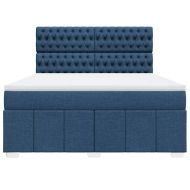 Боксспринг легло с матрак, синьо, 180x200 см, плат