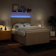 Боксспринг легло с матрак, кремава, 140x200 см, плат