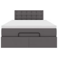 Османска легло с матраци&LED, сиво, 120x200 см, изкуствена кожа