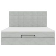 Османска легло с матраци и LED, светлосиво, 160x200 см, кадифе