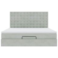 Османска легло с матраци и LED, светлосиво, 160x200 см, кадифе