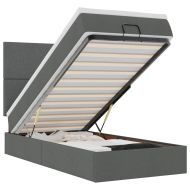 Османска легло с матрак и LED, тъмносиво, 80x200 см, плат