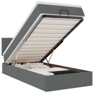 Османска легло с матрак и LED, тъмносиво, 100x200 см, плат