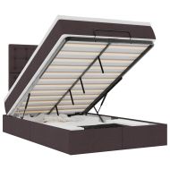 Османска легло с матрак и LED, тъмнокафяво, 120x200 см, плат