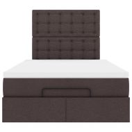 Османска легло с матрак и LED, тъмнокафяво, 120x200 см, плат