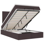 Османска легло с матрак и LED, тъмнокафяво, 120x200 см, плат