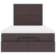 Османска легло с матрак и LED, тъмнокафяво, 120x200 см, плат