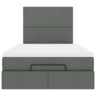 Османска легло с матрак и LED, тъмносиво, 120x200 см, плат