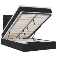 Османска легло с матрак и LED, черно, 120x200 см, плат