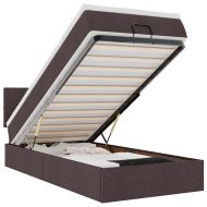 Османска легло с матрак и LED, тъмнокафяво, 90x200 см, плат