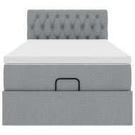 Османска легло с матрак и LED, светлосиво, 90x190 см, плат