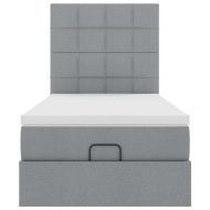 Османска легло с матрак и LED, светлосиво, 90x200 см, плат