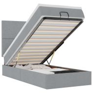 Османска легло с матрак и LED, светлосиво, 90x190 см, плат