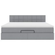 Османска легло с матрак и LED, светлосиво, 180x200 см, плат