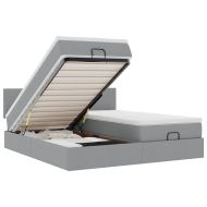 Османска легло с матрак и LED, светлосиво, 200x200 см, плат