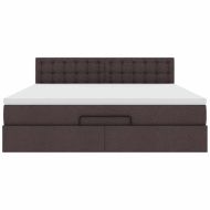 Османска легло с матрак и LED, тъмнокафяво, 160x200 см, плат