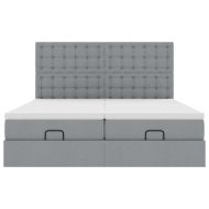 Османска легло с матрак и LED, светлосиво, 200x200 см, плат