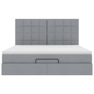 Османска легло с матрак и LED, светлосиво, 160x200 см, плат