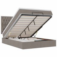 Османска легло с матрак и LED, таупе, 140x200 см, плат