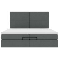 Османска легло с матрак и LED, тъмносиво, 200x200 см, плат