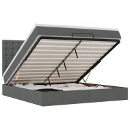 Османска легло с матрак и LED, тъмносиво, 160x200 см, плат