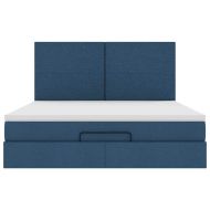 Османска легло с матрак и LED, синьо, 160x200 см, плат