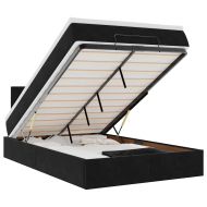 Османска легло с матрак и LED, черно, 120x200 см, кадифе