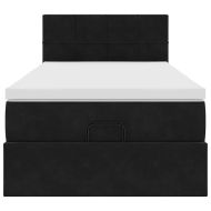 Османска легло с матрак и LED, черно, 90x190 см, кадифе