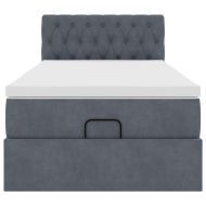 Османска легло с матрак и LED, тъмносиво, 100x200 см, кадифе